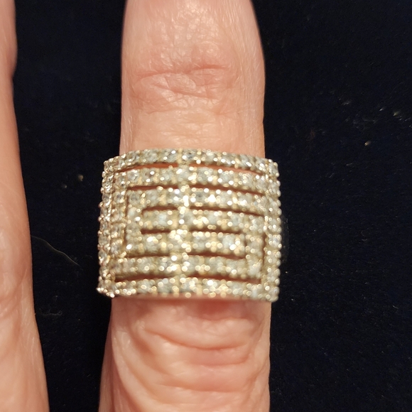 Freida Rothman Jewelry - Freida Rothman Sterling Silver Ring Size 7 Square Design Inset With Clear Stones